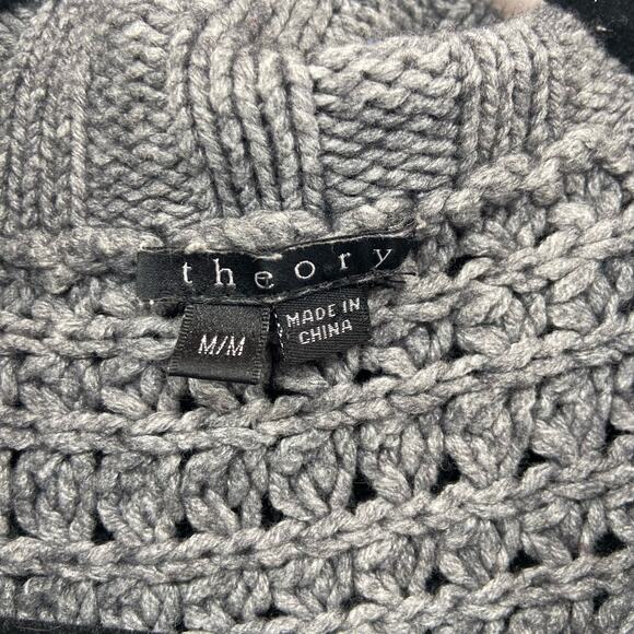 Theory Gray Eleni Cashmere Wool Tie‎ Cardigan Size Medium Sweater - Picture 2 of 7